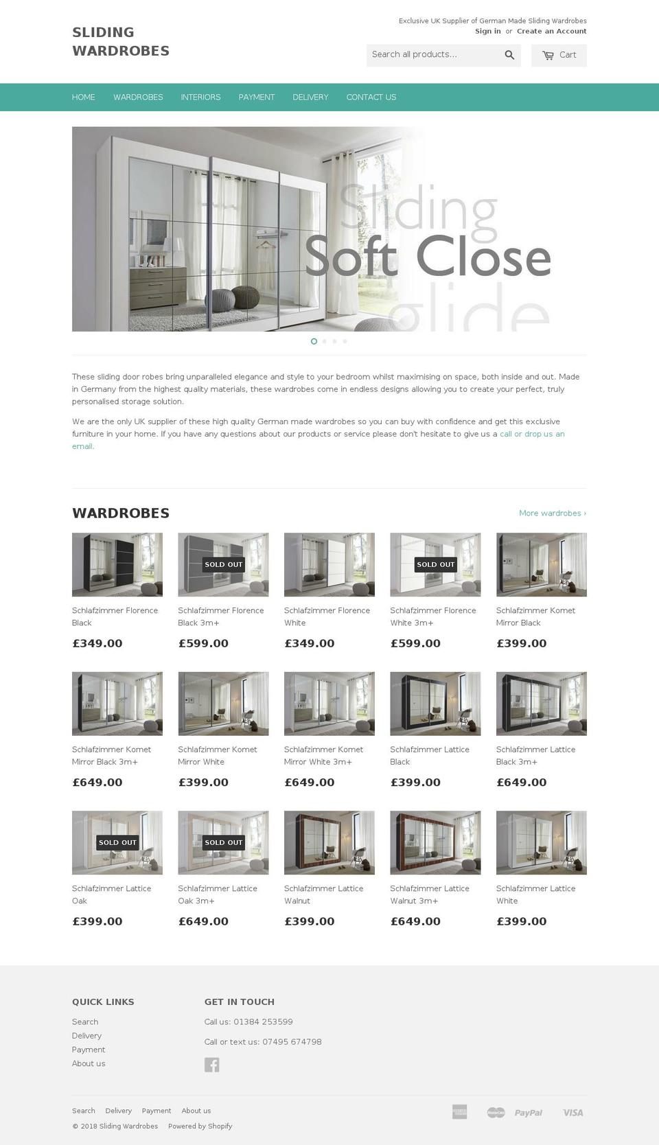 sliding-wardrobesuk.co.uk shopify website screenshot