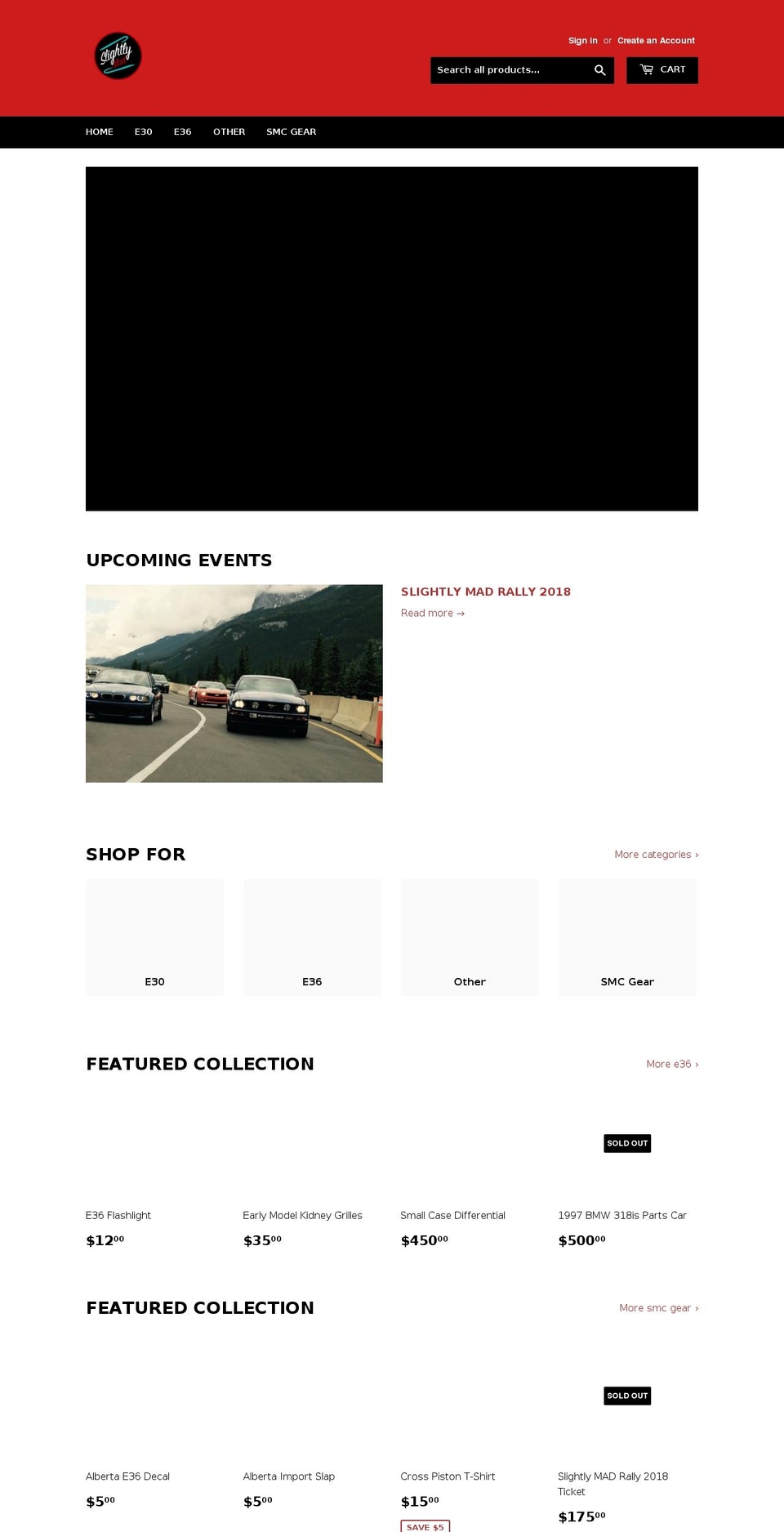 slightlymadcustoms.com — Shopify storefront screenshot