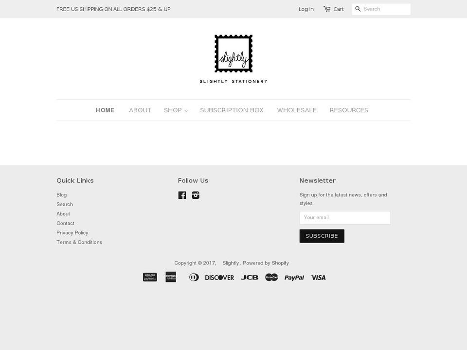 slightlystationery.com shopify website screenshot