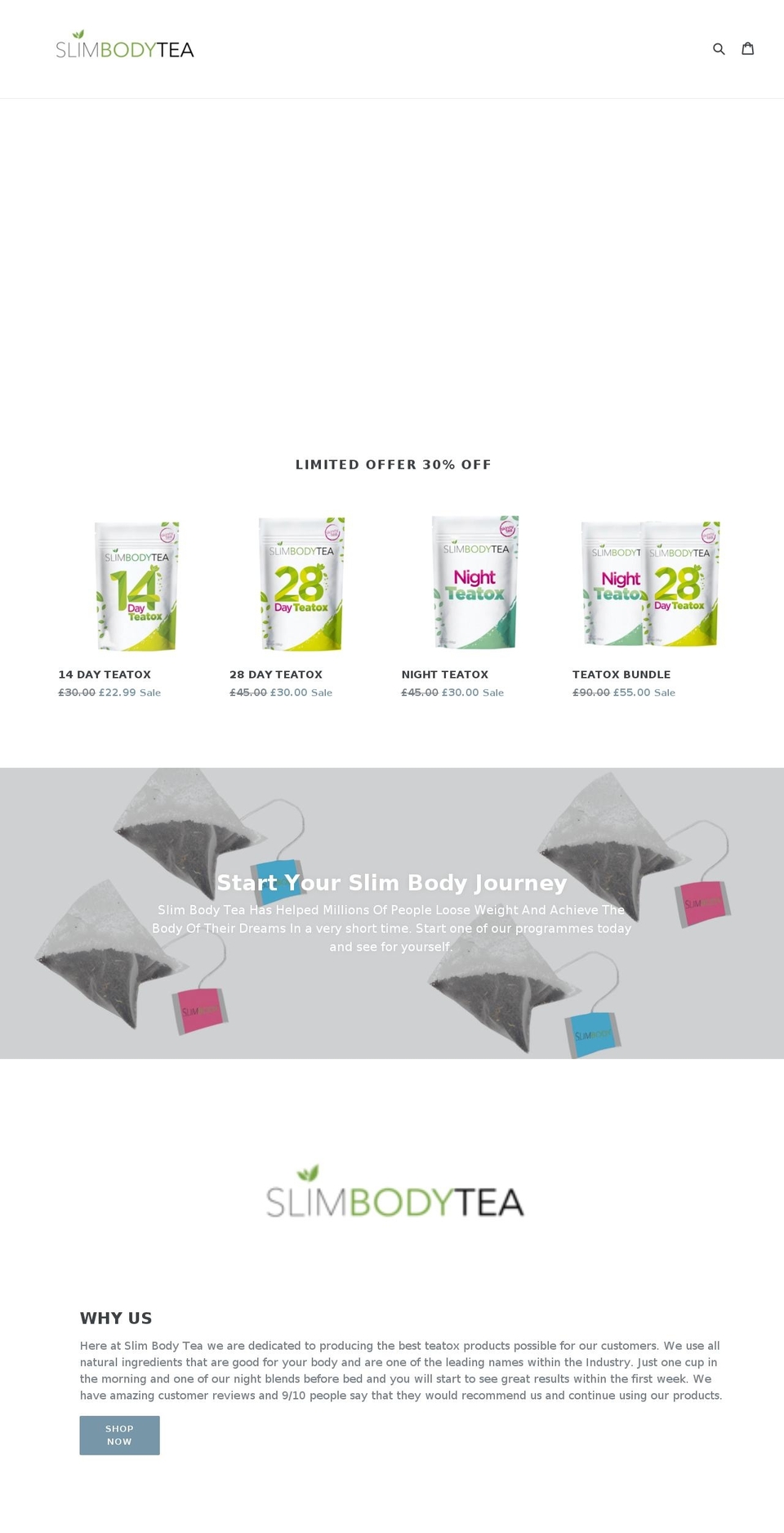 slimbodytea.com — Shopify storefront screenshot