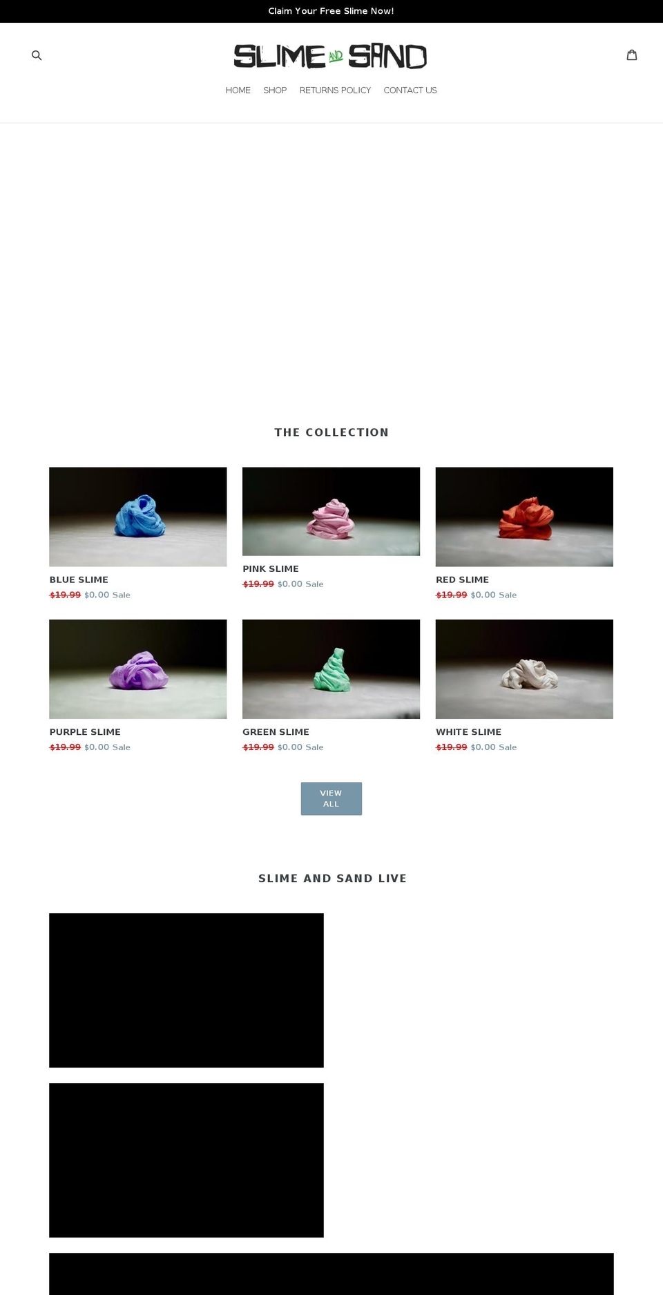 slimeandsand.com shopify website screenshot