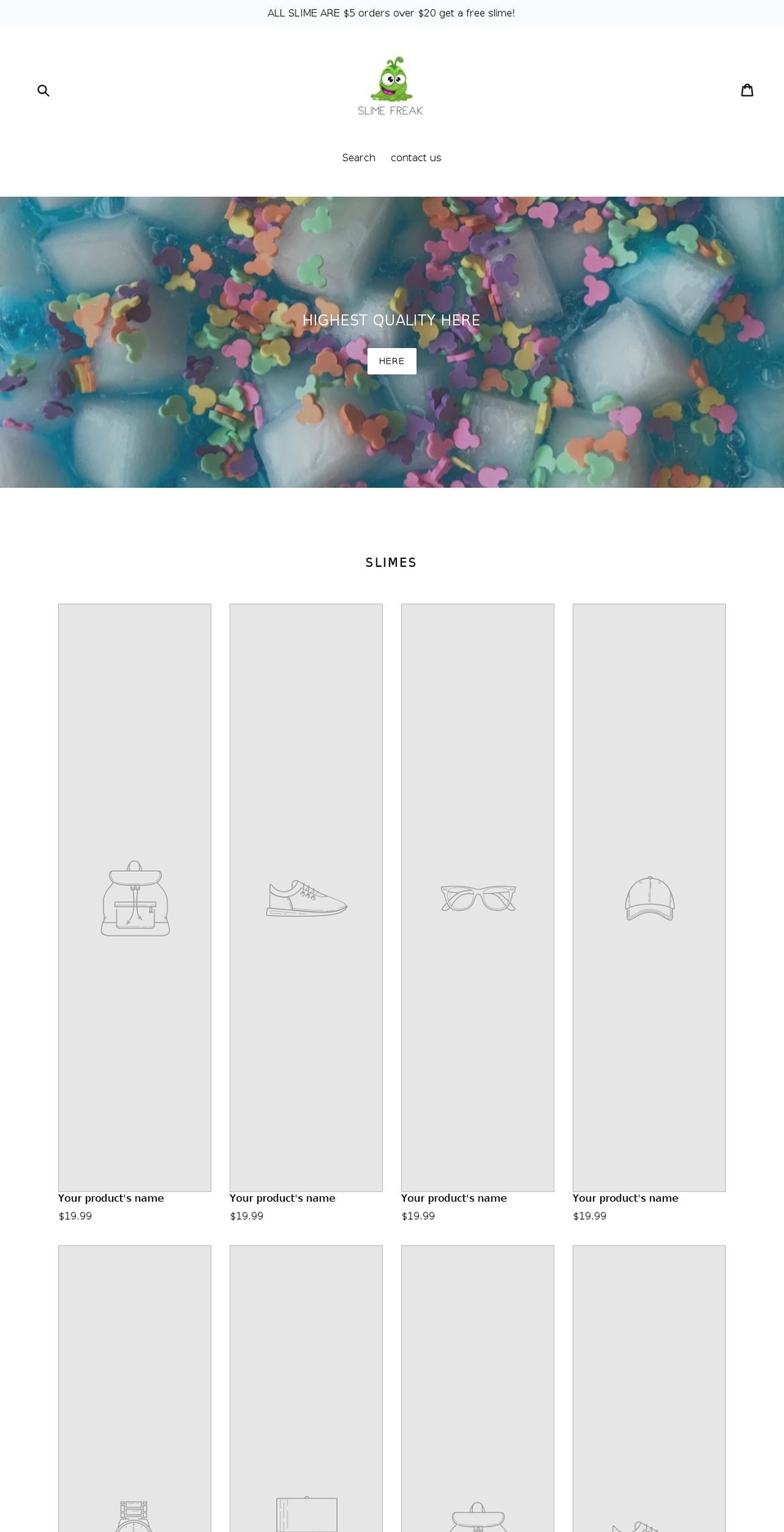 slimefreak.com — Shopify storefront screenshot
