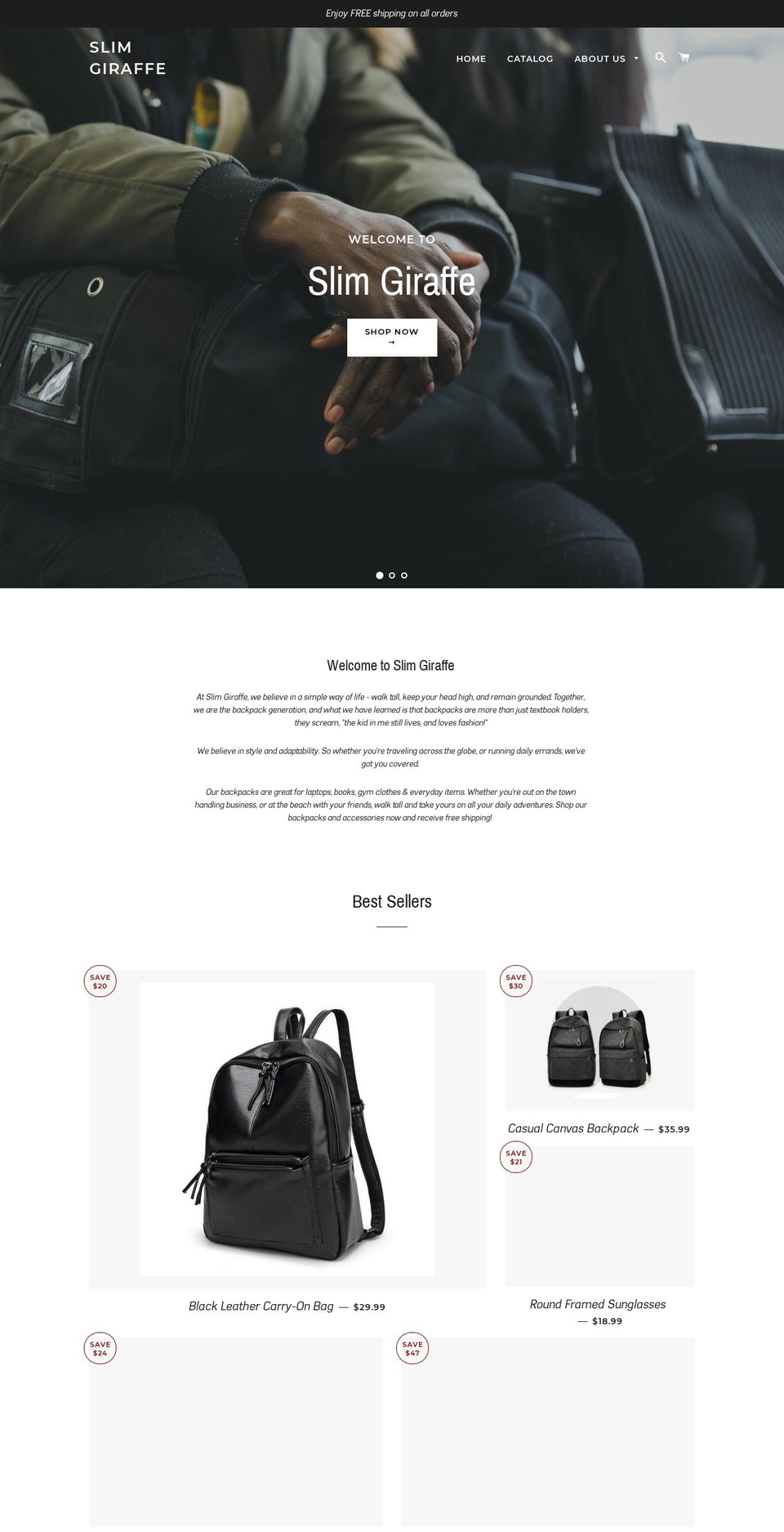 slimgiraffe.com — Shopify storefront screenshot