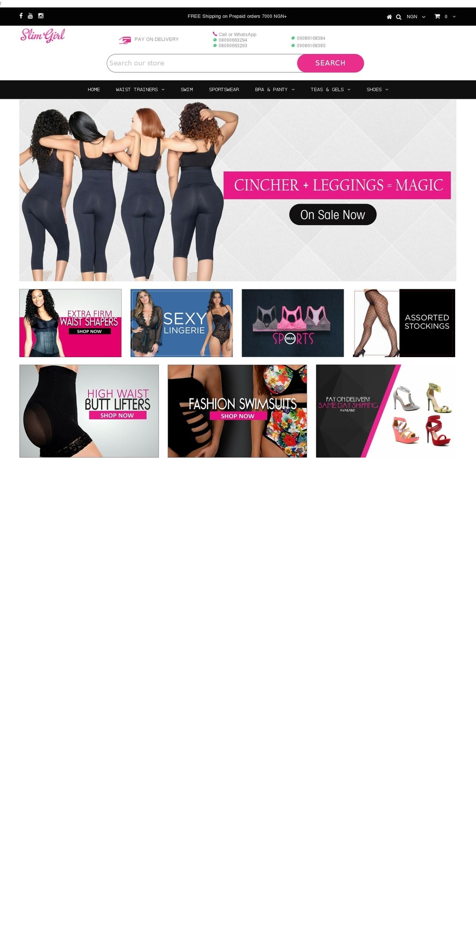 slimgirl.ng shopify website screenshot