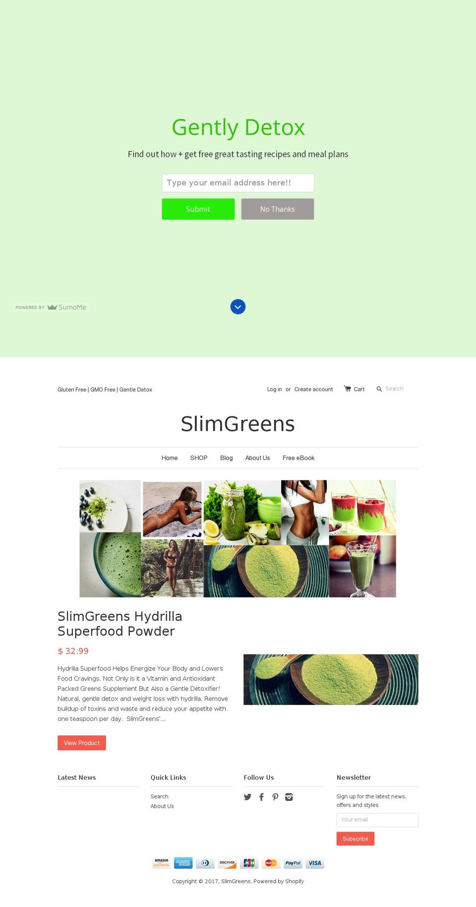 slimgreenssuperfoods.com shopify website screenshot