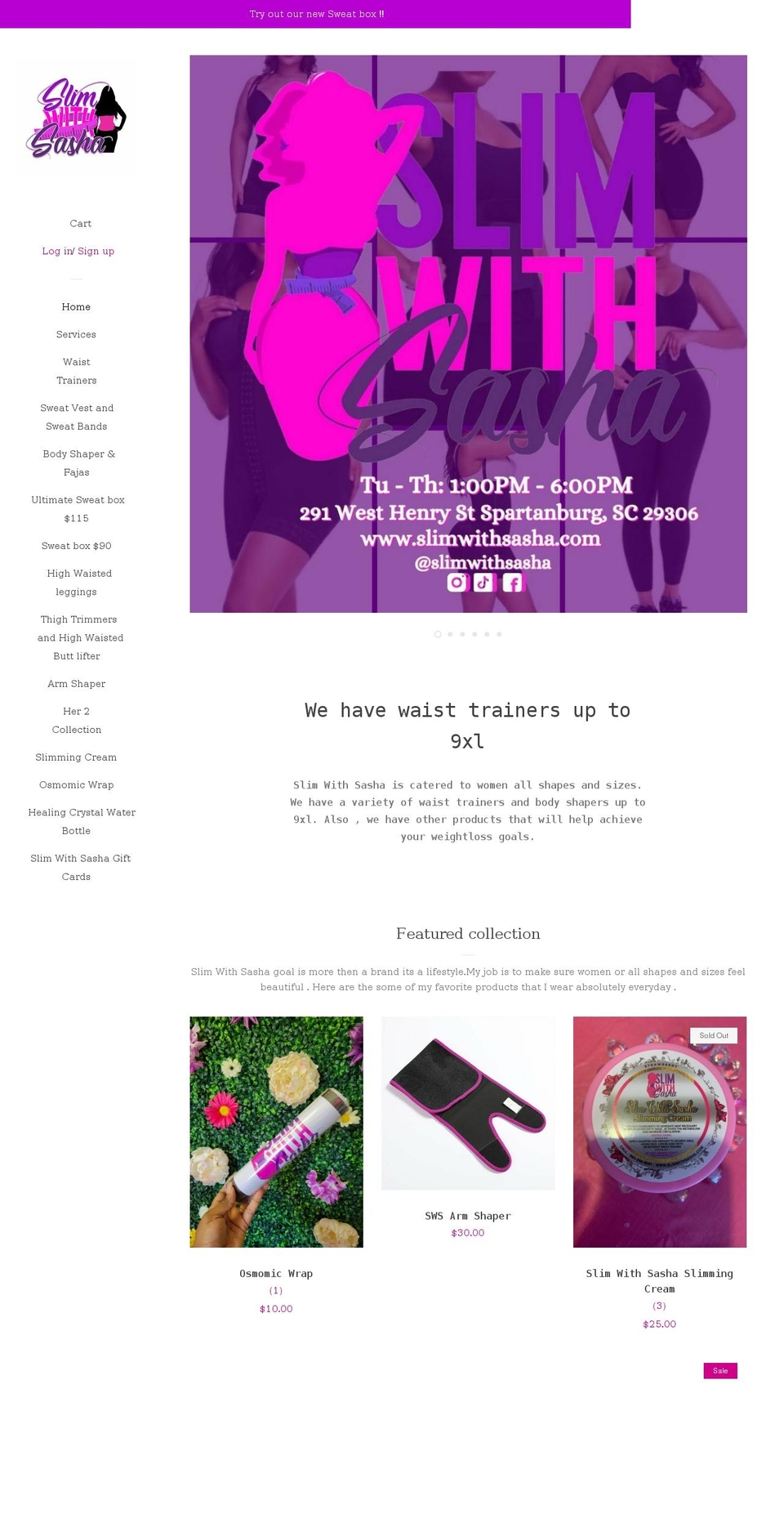 Pop with Installments message Shopify theme site example slimwithsasha.com