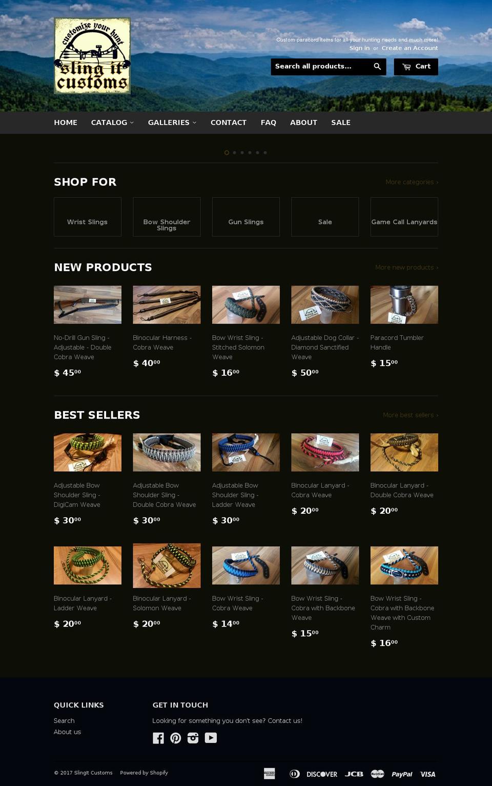 slingitcustoms.com shopify website screenshot