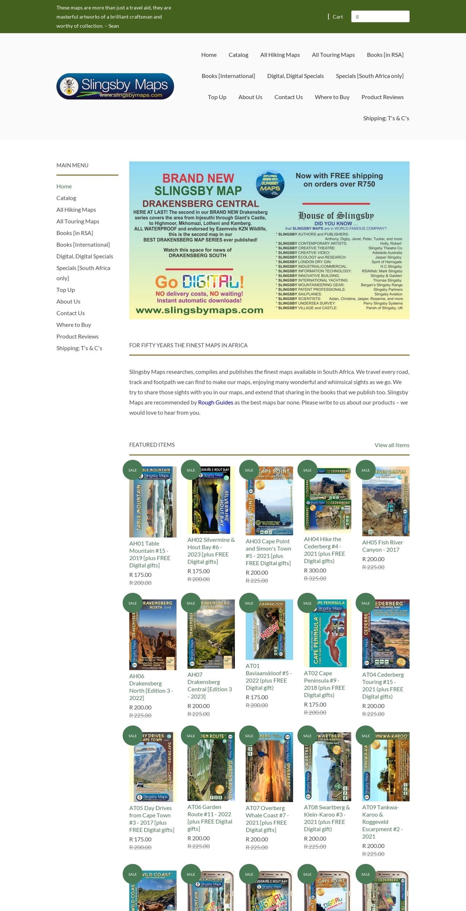 slingsby-maps.myshopify.com shopify website screenshot