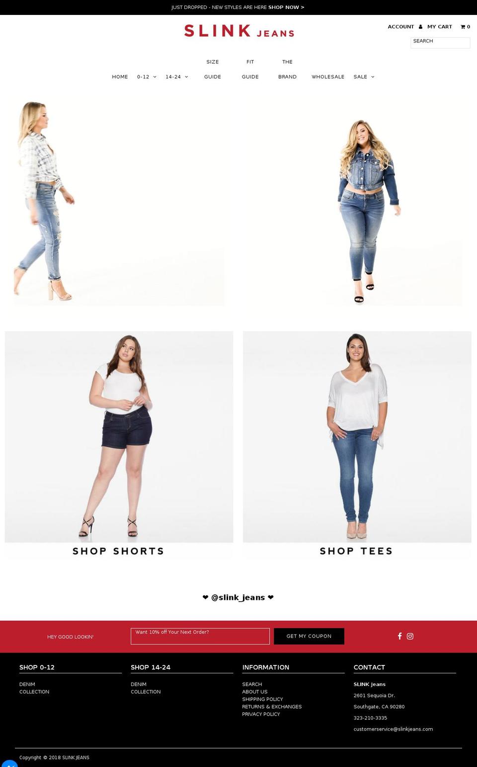 slinkjeans.com shopify website screenshot