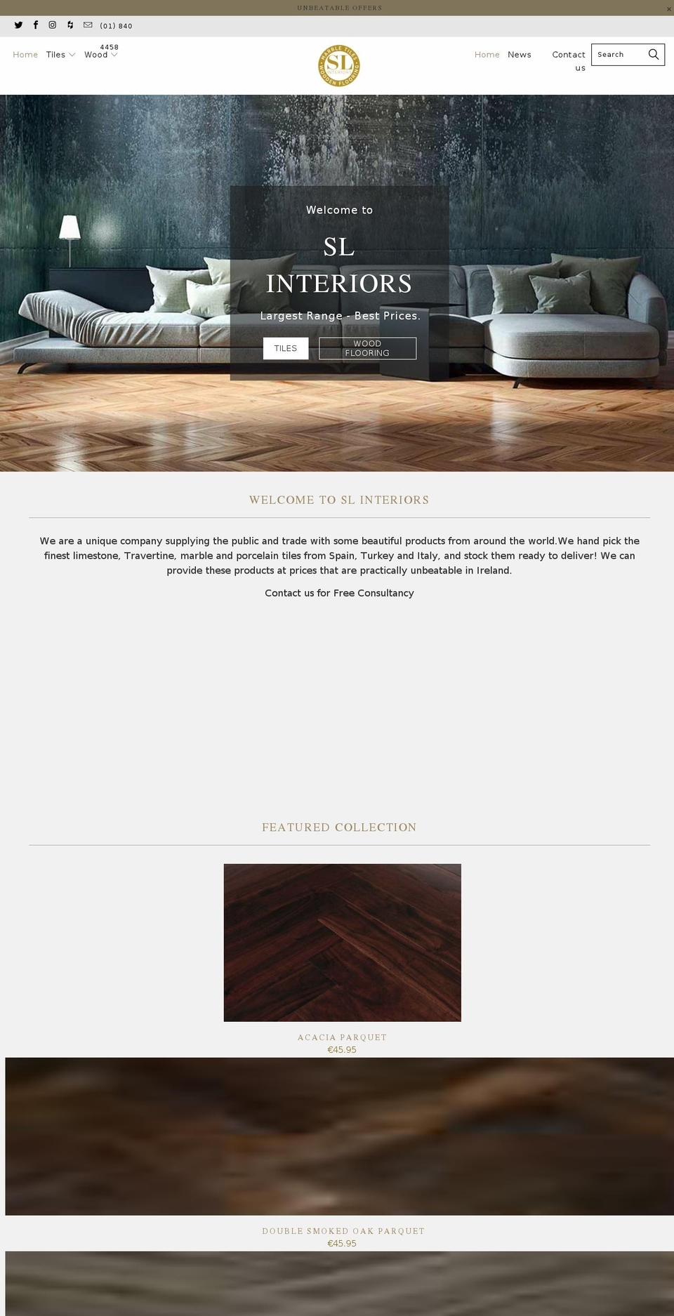 slinteriors.ie shopify website screenshot