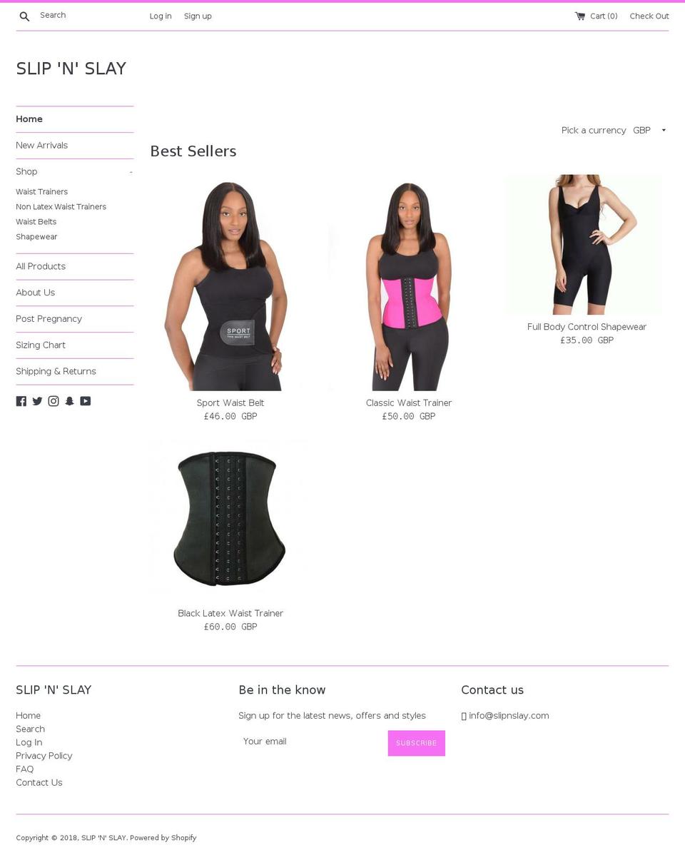 slipnslay.com — Shopify storefront screenshot
