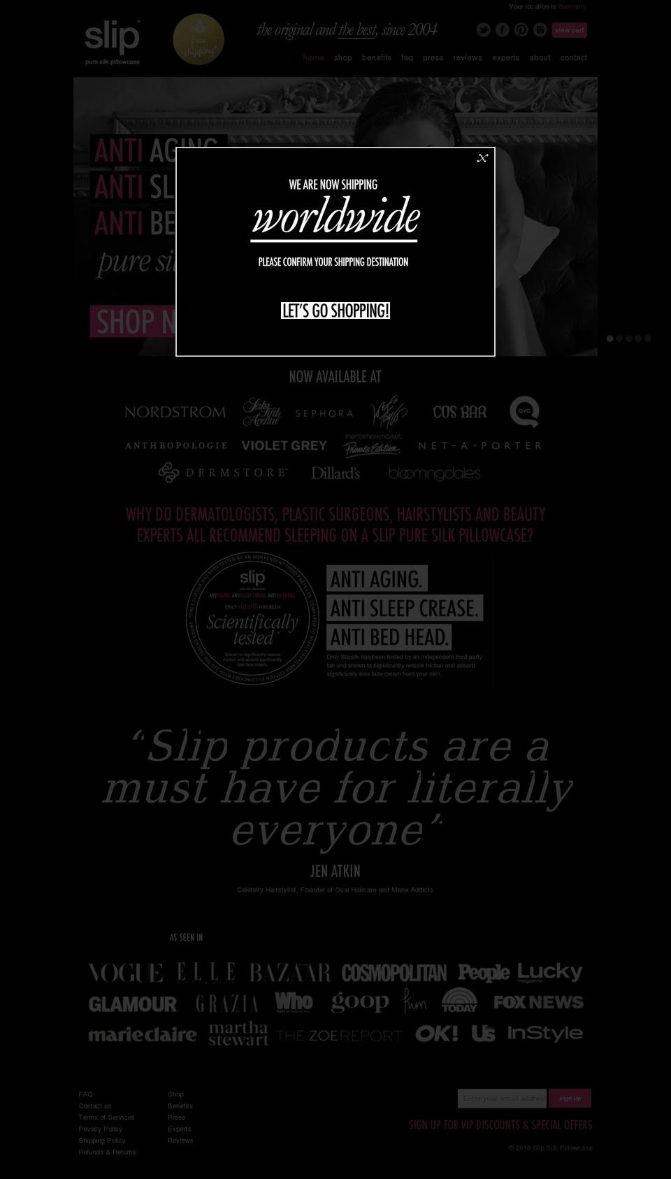 Slip November 2014 Shopify theme site example slipsilkpillowcase.com