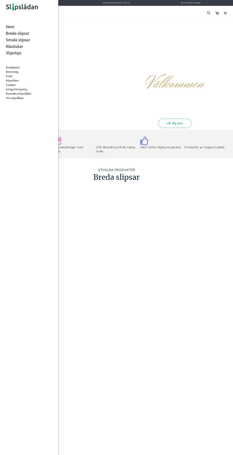 slipsladan.se shopify website screenshot