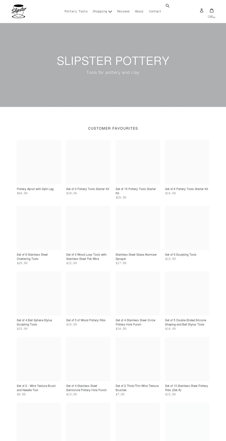slipsterpottery.com — Shopify storefront screenshot