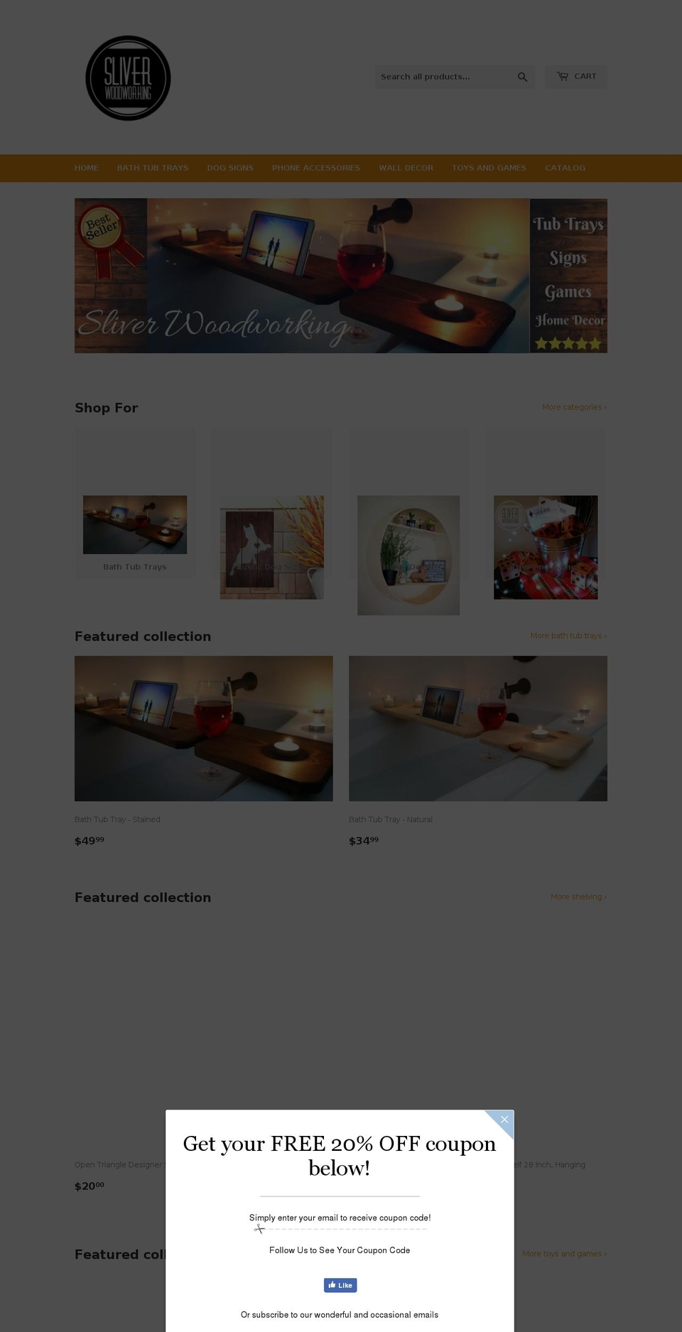sliverwoodworking.com — Shopify storefront screenshot
