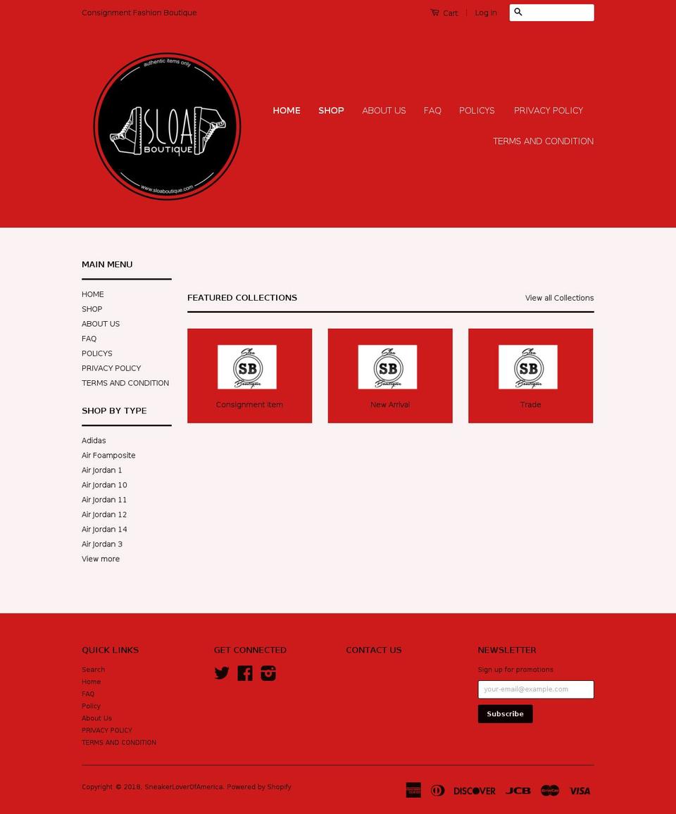 sloaboutique.com — Shopify storefront screenshot