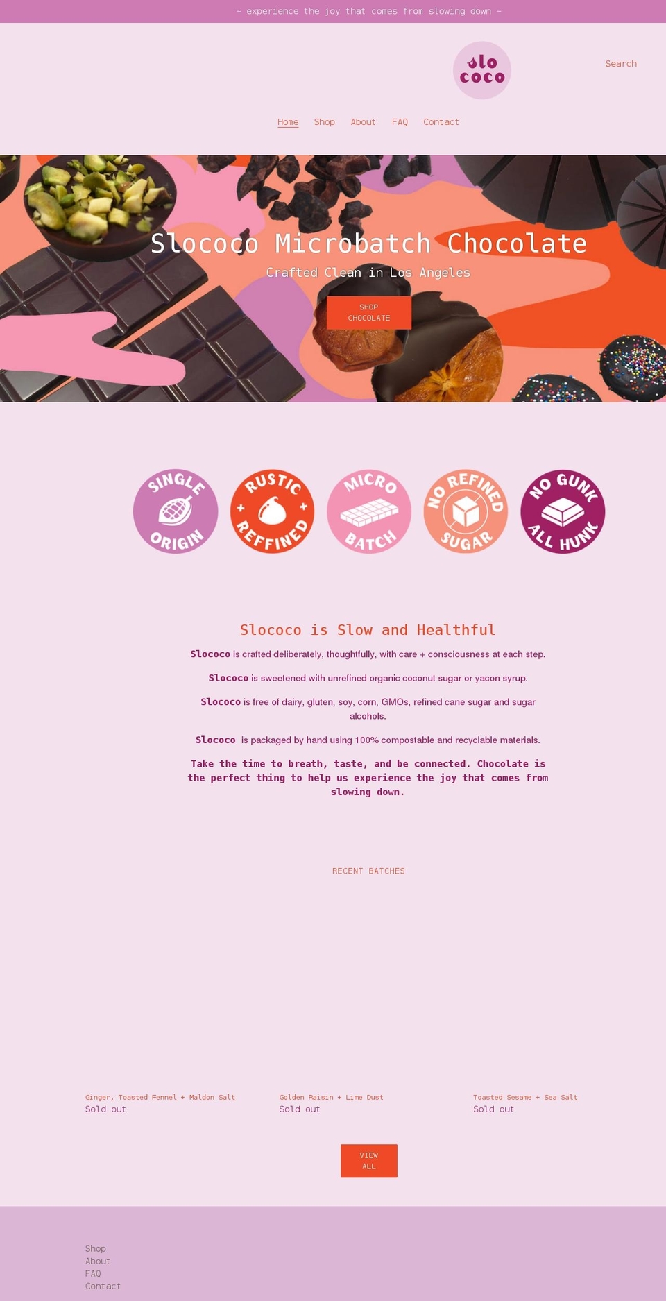 slococochocolate.com shopify website screenshot