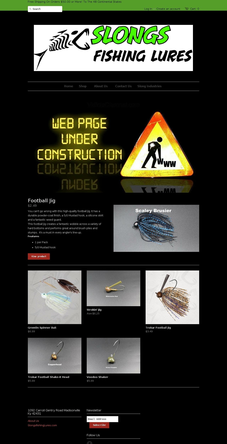slongsfishinglures.com shopify website screenshot