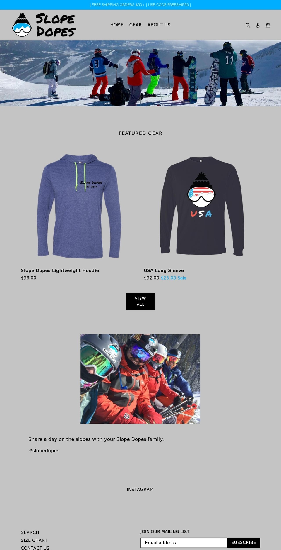slopedopes.com — Shopify storefront screenshot