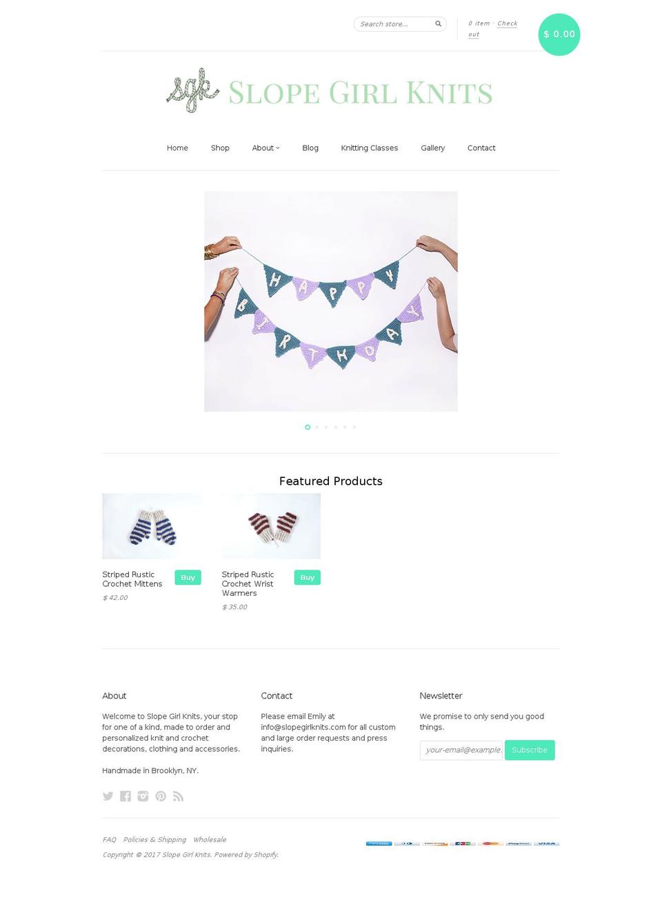 slopegirlknits.com shopify website screenshot