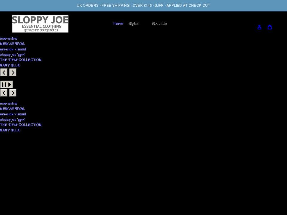 sloppyjoe.co.uk shopify website screenshot
