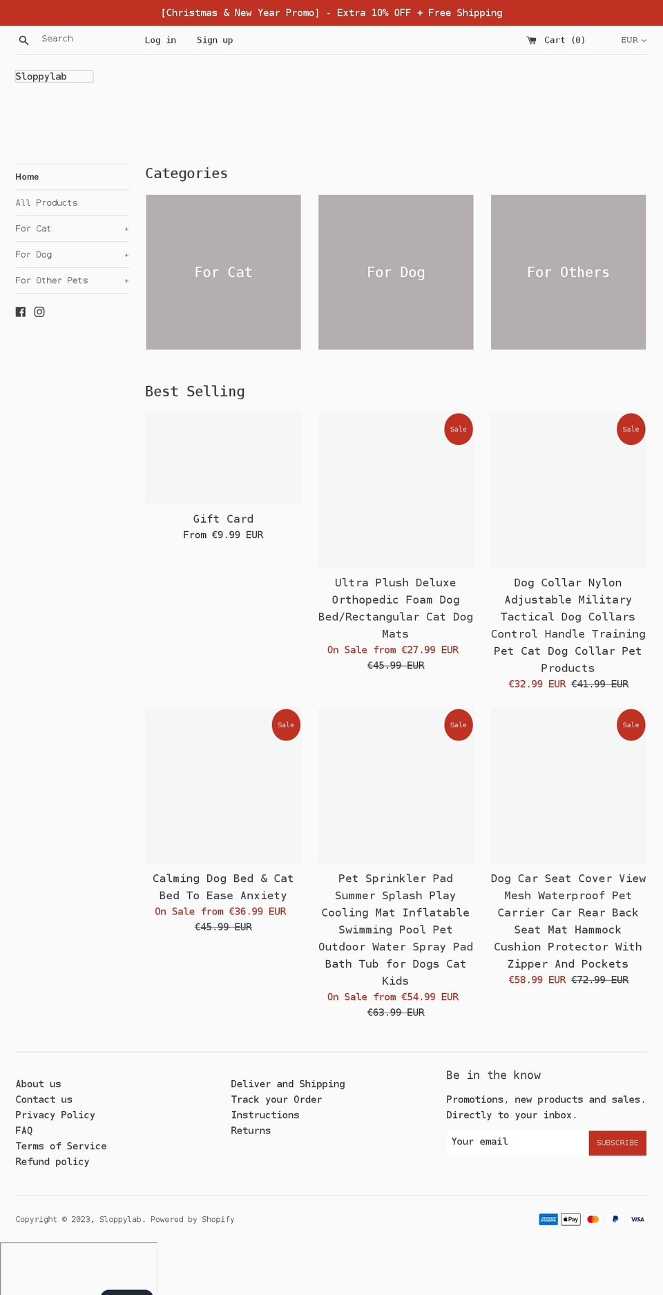 sloppylab.com shopify website screenshot