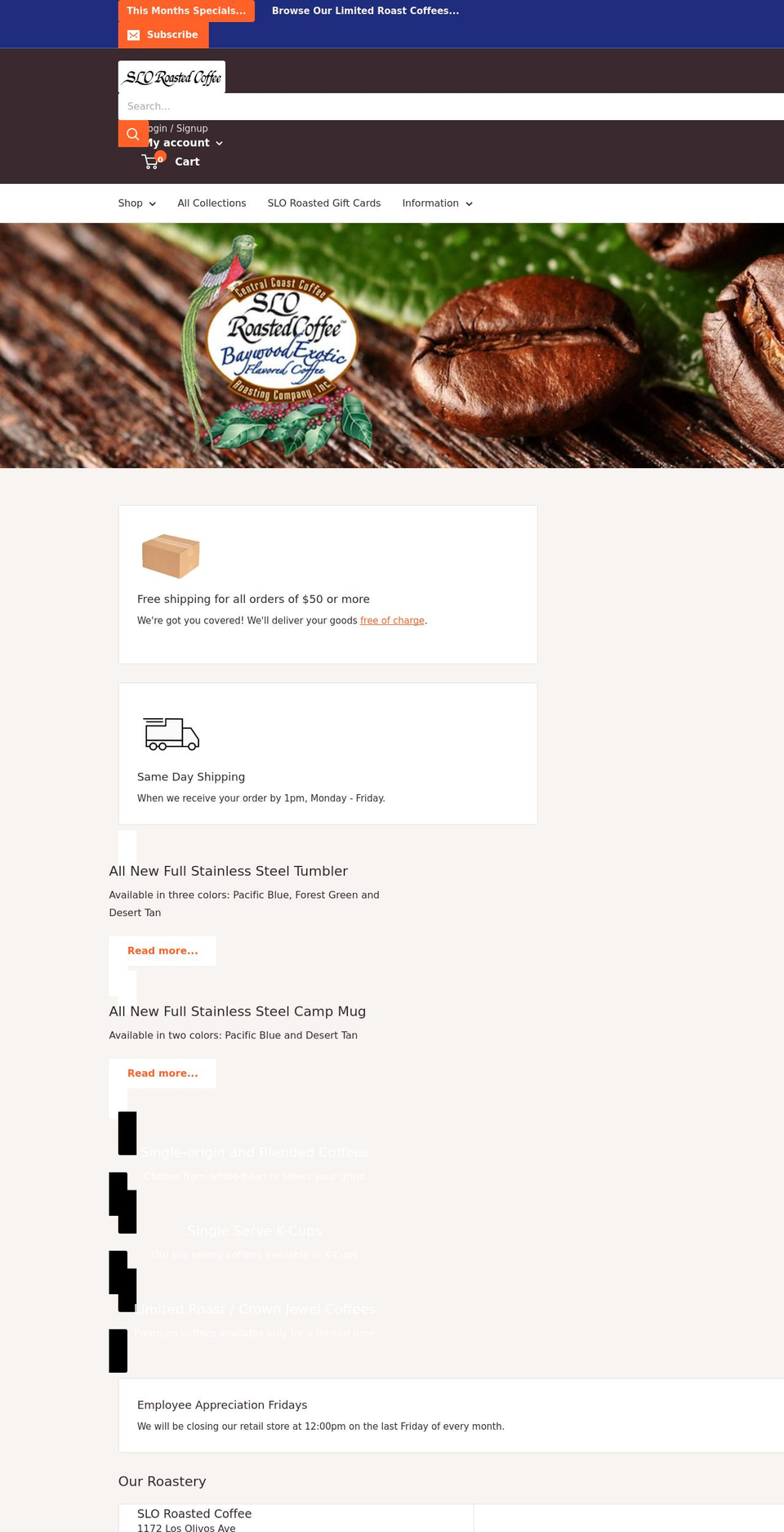 sloroasted.com shopify website screenshot