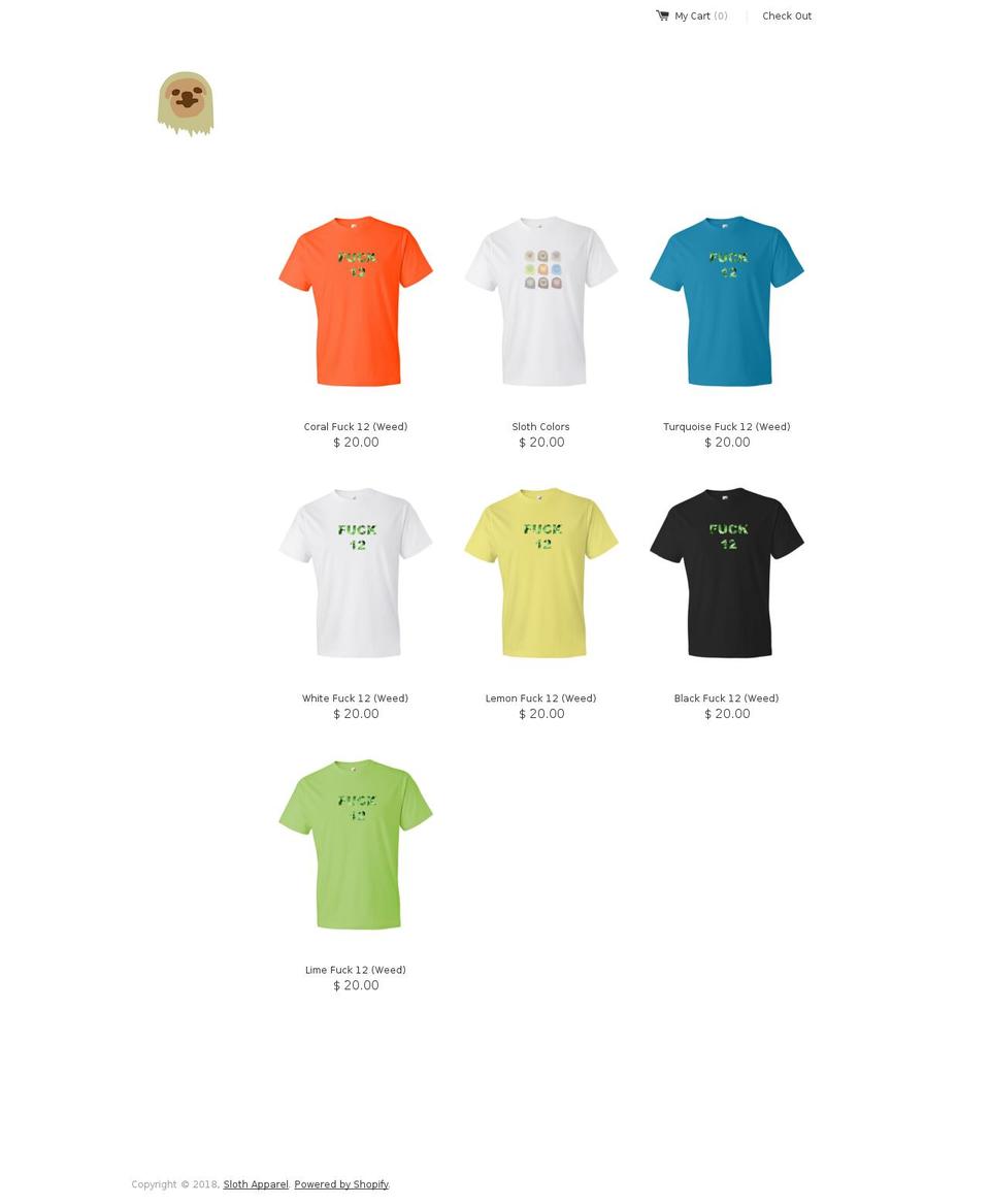 slothapparel.com shopify website screenshot