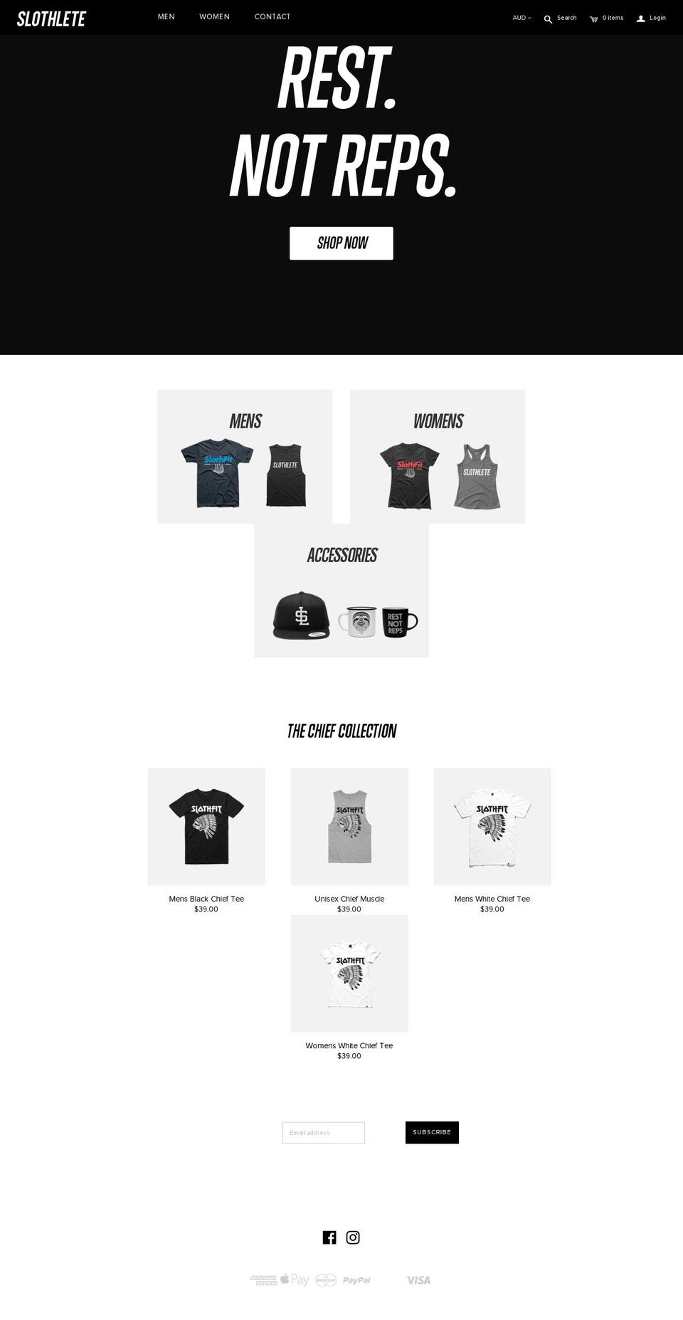 slothlete.com shopify website screenshot