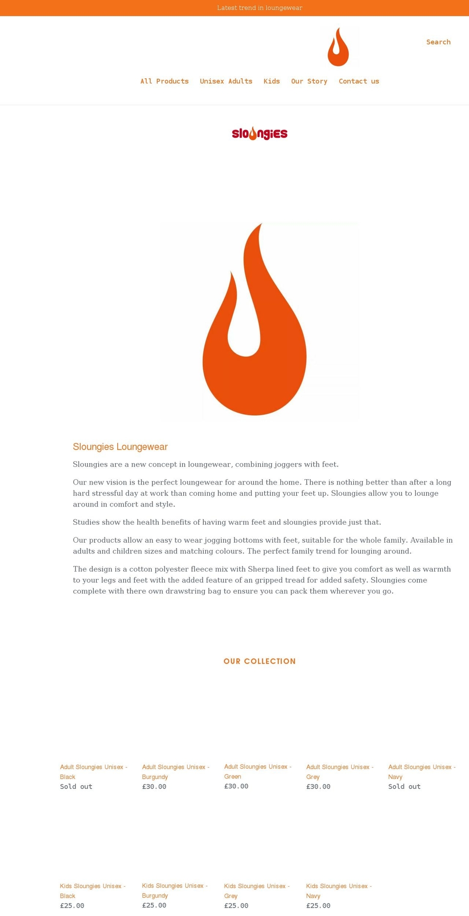 sloungies.co.uk shopify website screenshot