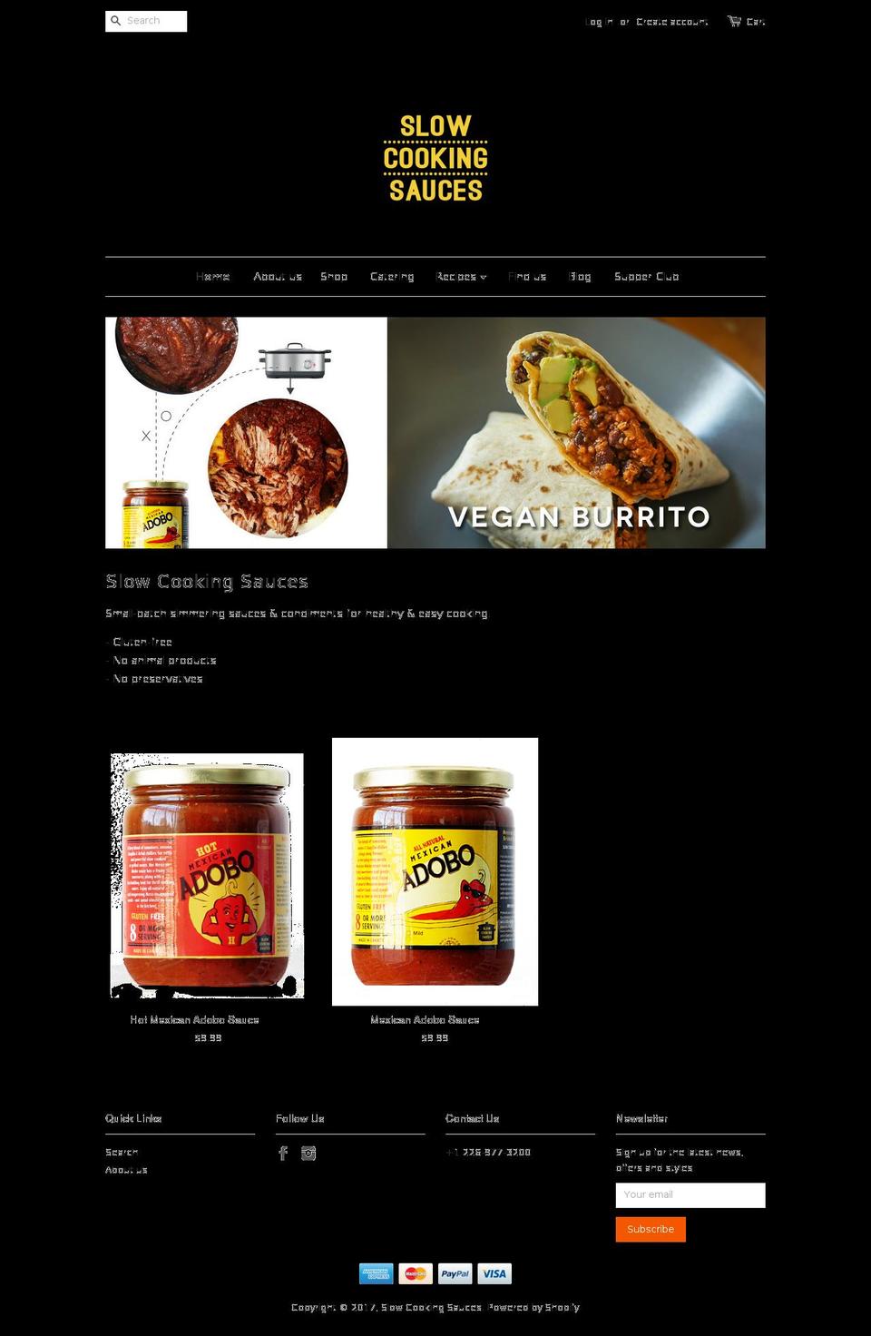slowcookingsauces.com shopify website screenshot