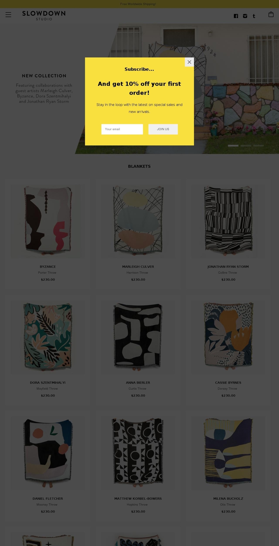 slowdownstudio.com shopify website screenshot
