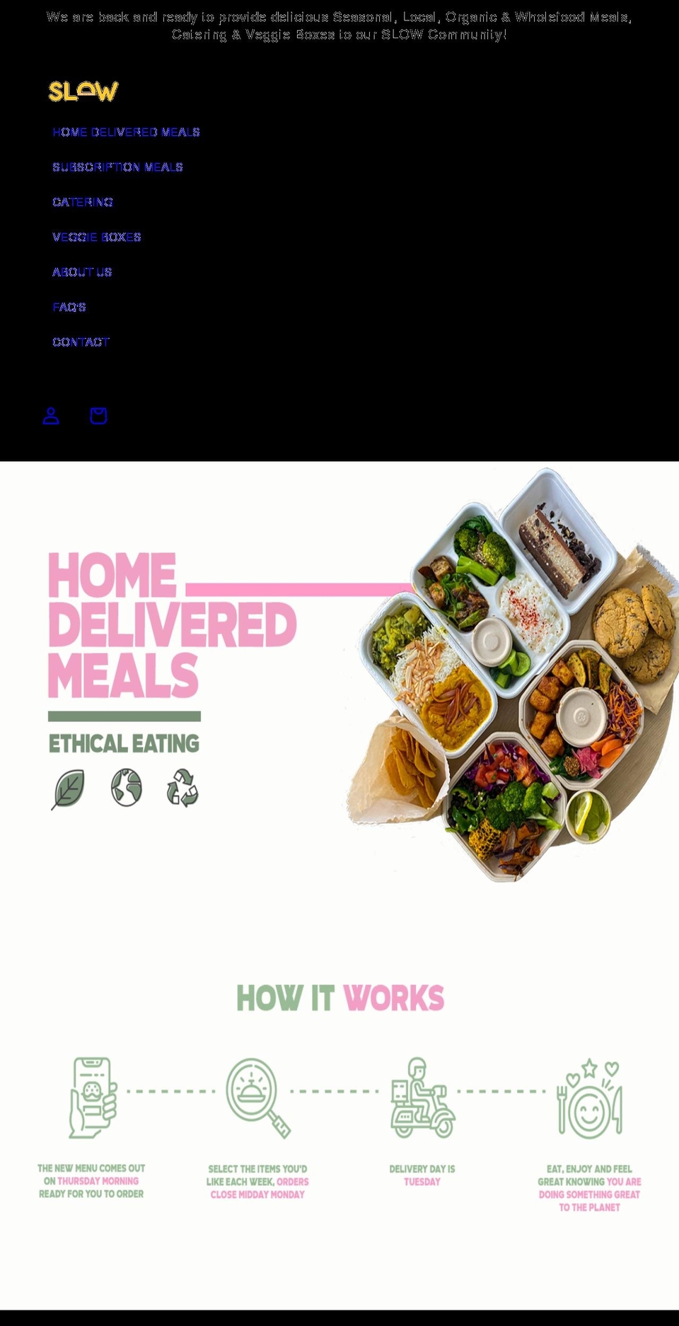 slowfoodcatering.com shopify website screenshot