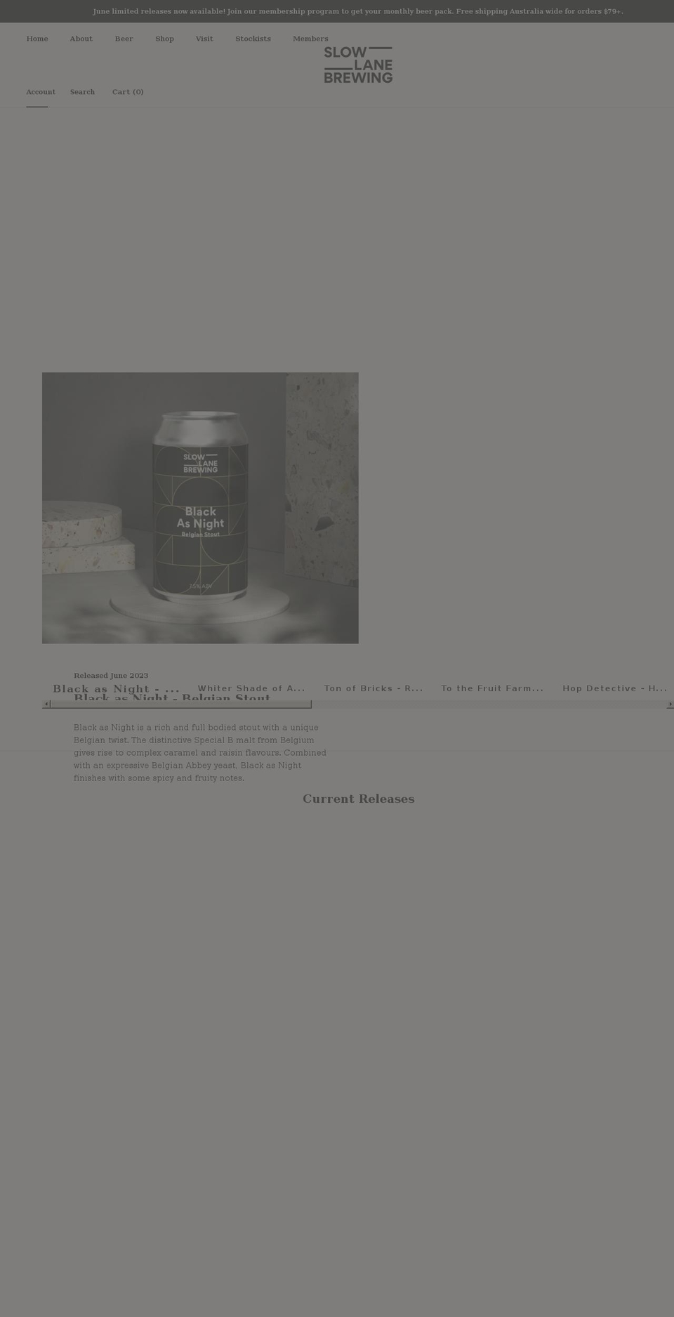 slowlanebrewing.com.au shopify website screenshot