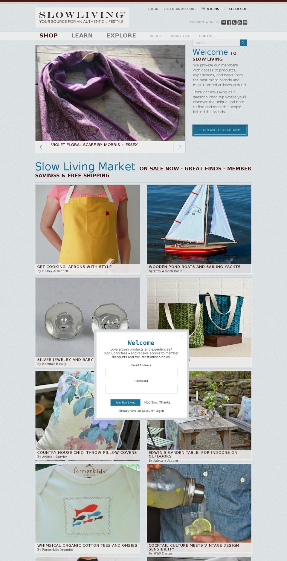 slowlivingshop.com shopify website screenshot