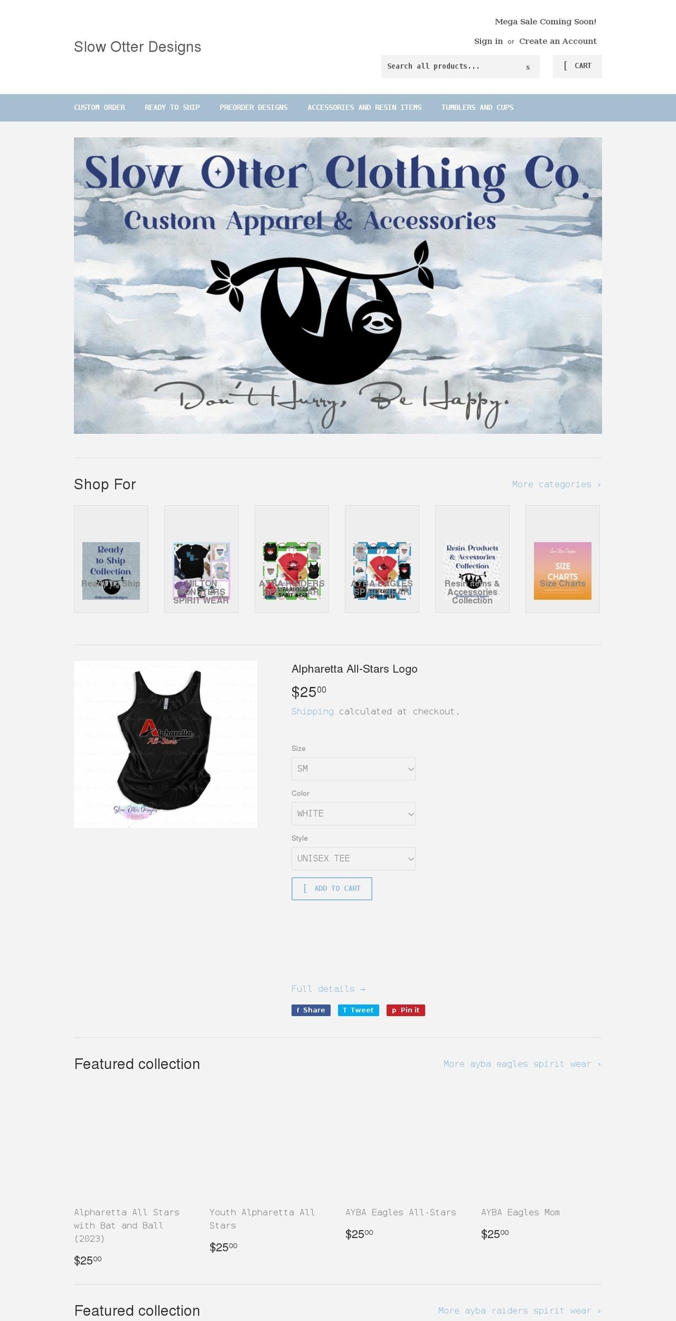 slowotterdesigns.com shopify website screenshot