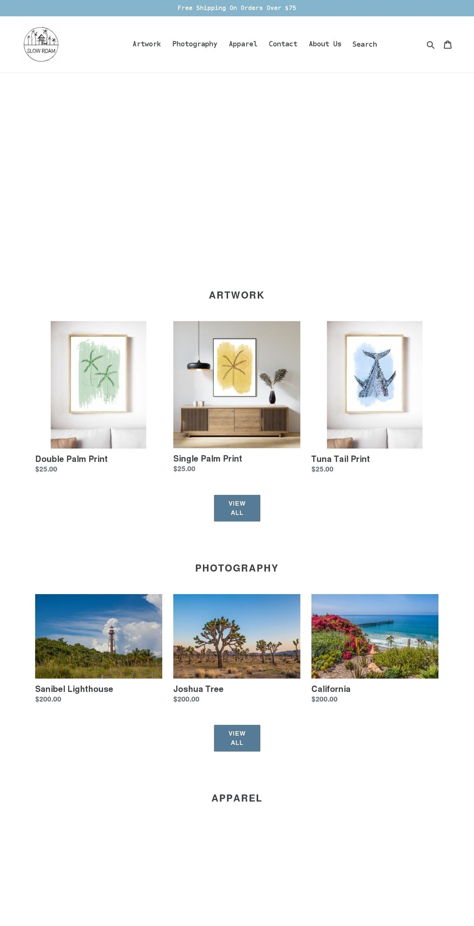 slowroam.com shopify website screenshot