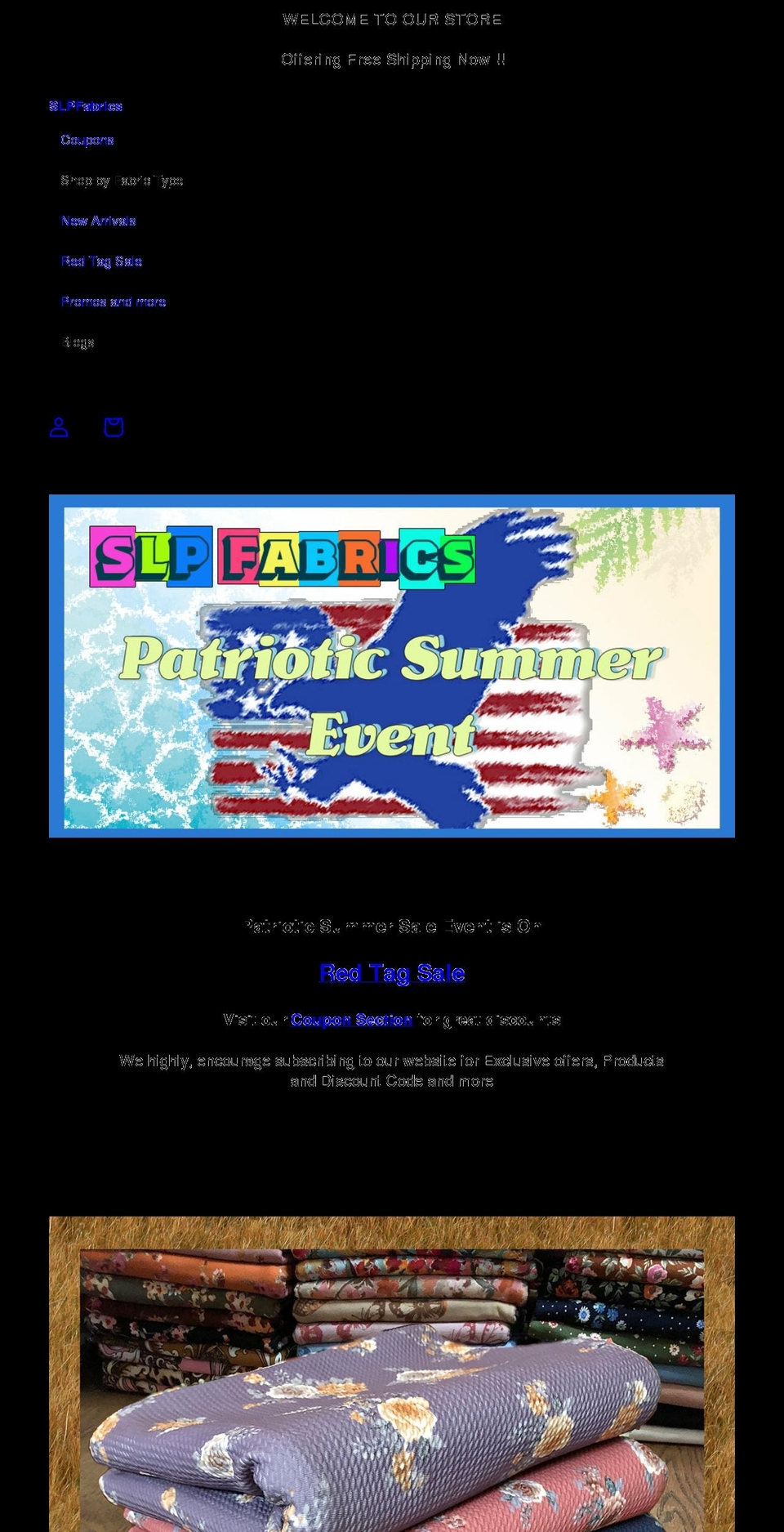 slpfabrics.com shopify website screenshot