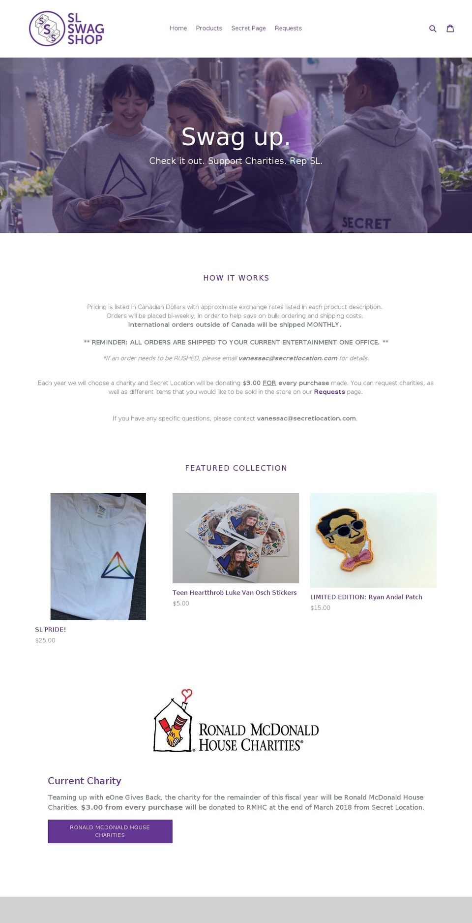 slswagshop.com — Shopify storefront screenshot