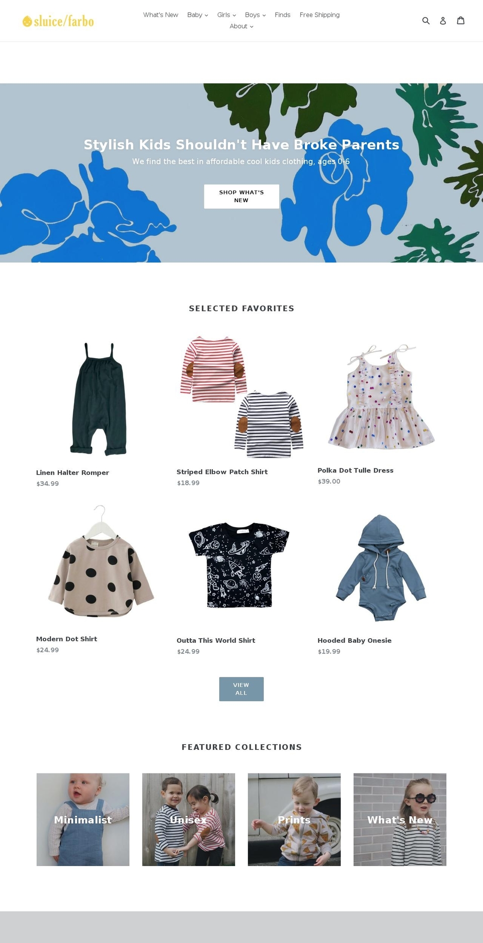 sluicefarbo.com — Shopify storefront screenshot
