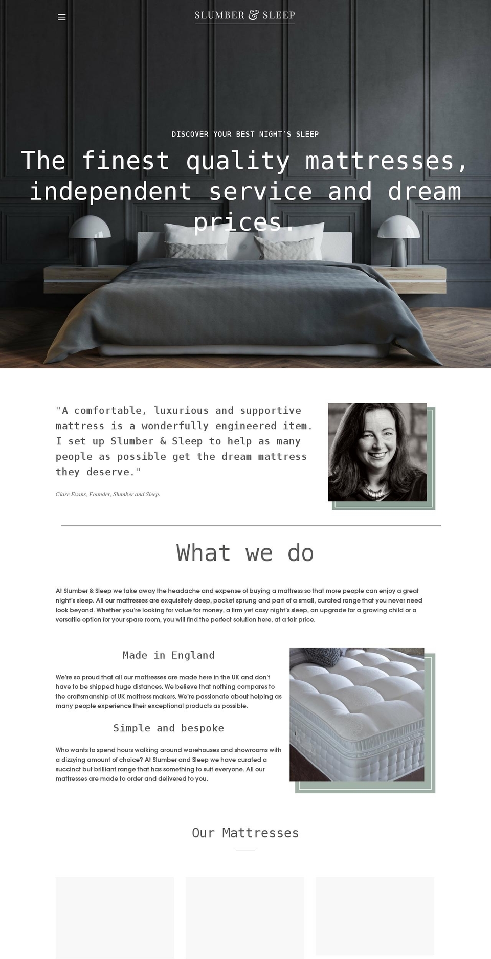 slumberandsleep.co.uk shopify website screenshot
