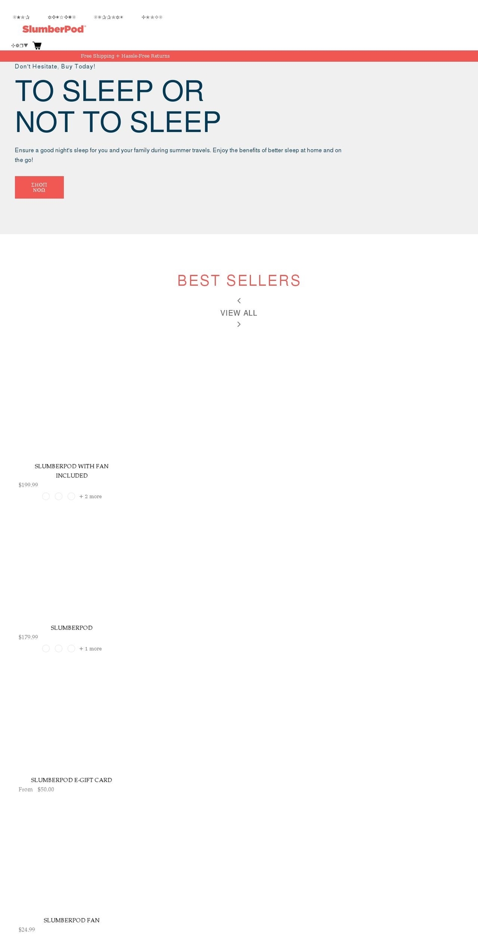 slumberpod.com shopify website screenshot