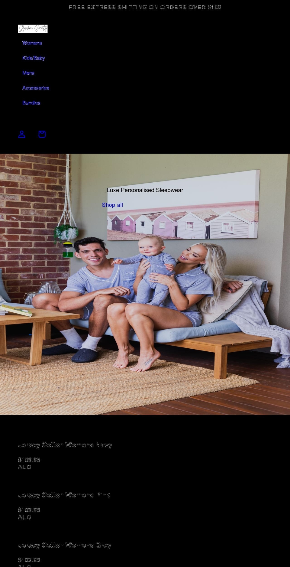 slumbersociety.com.au shopify website screenshot