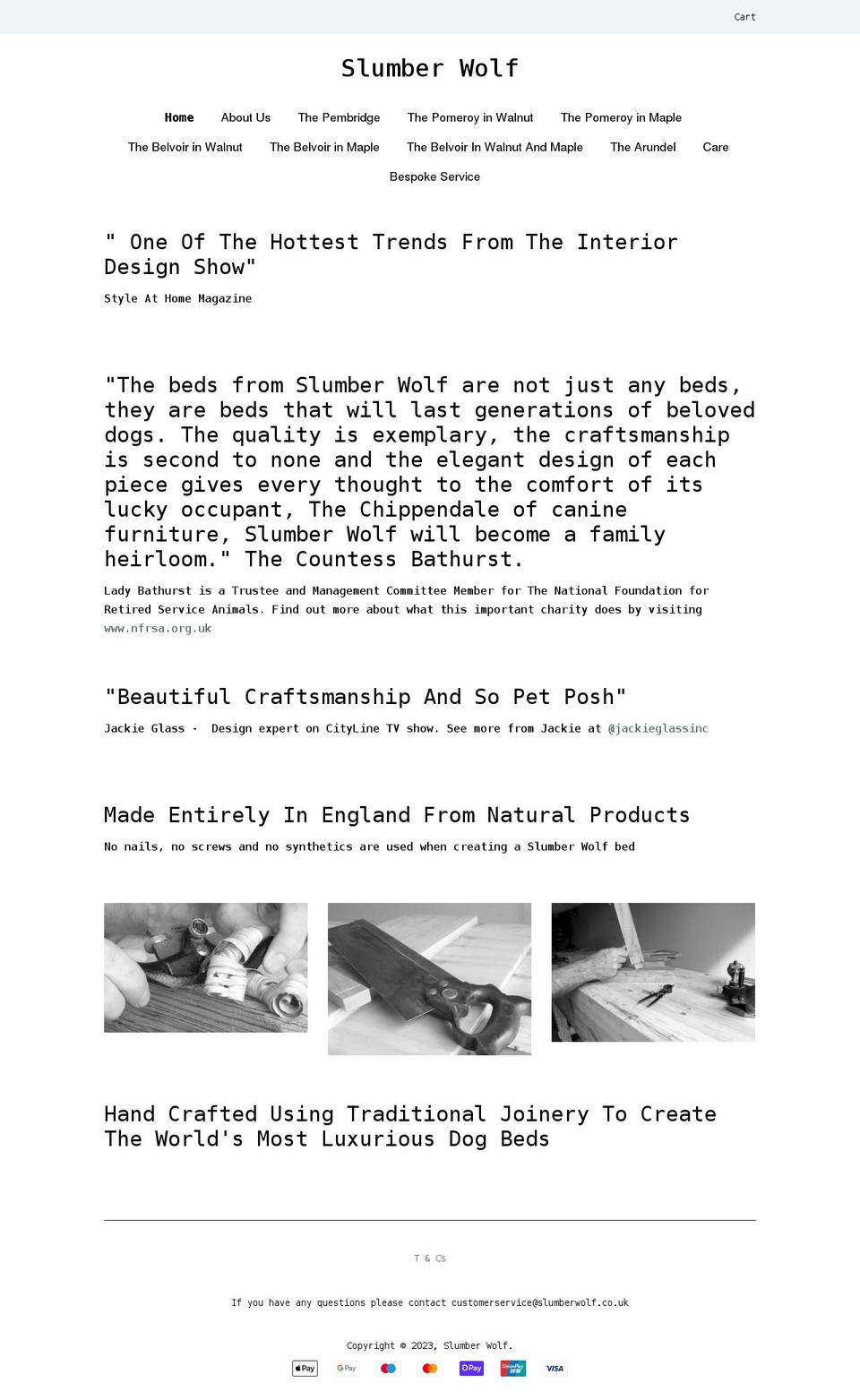 slumberwolf.co.uk shopify website screenshot