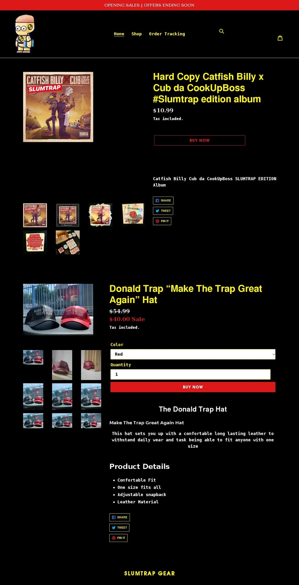 slumtrap.com shopify website screenshot