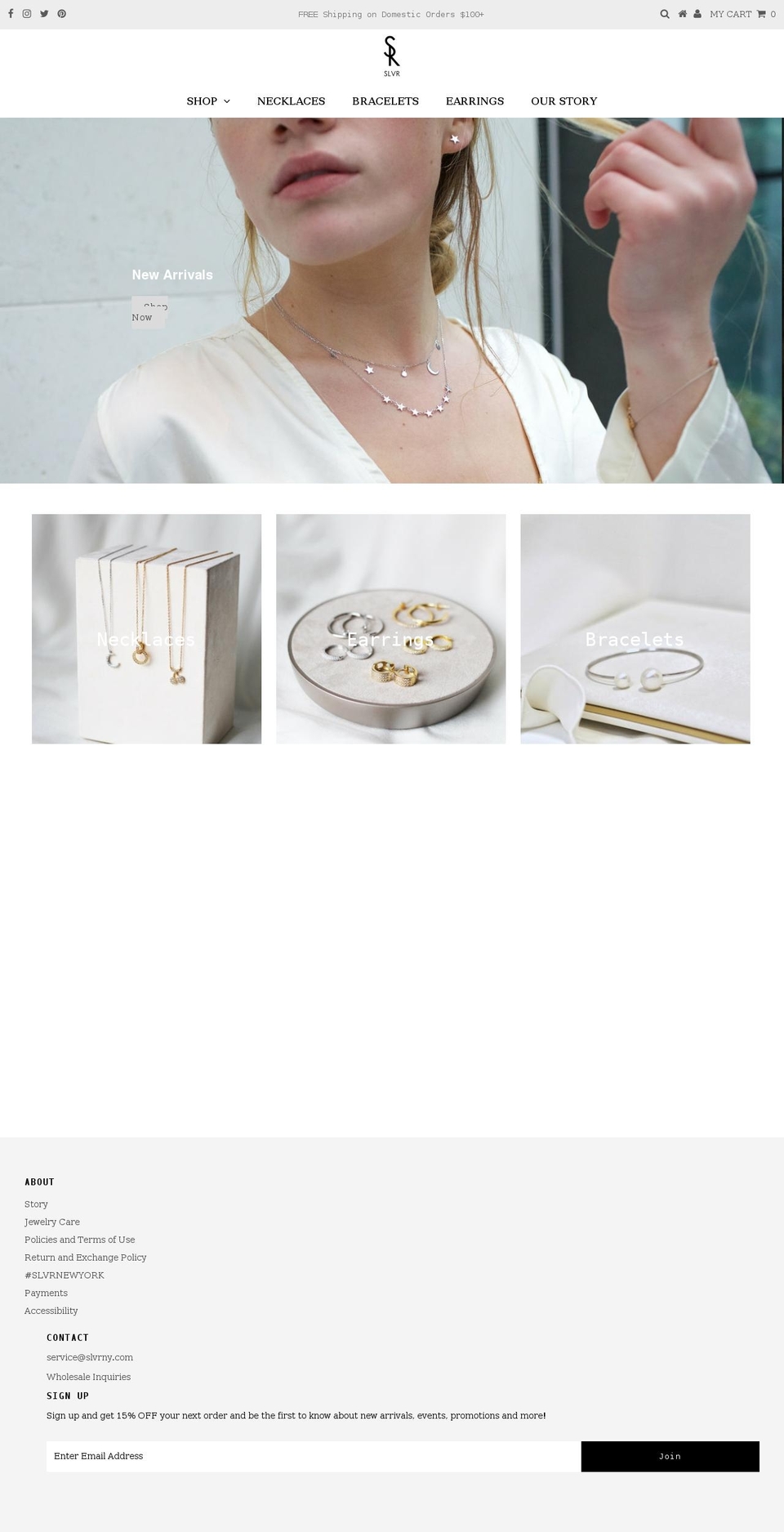 slvrnewyork.com shopify website screenshot