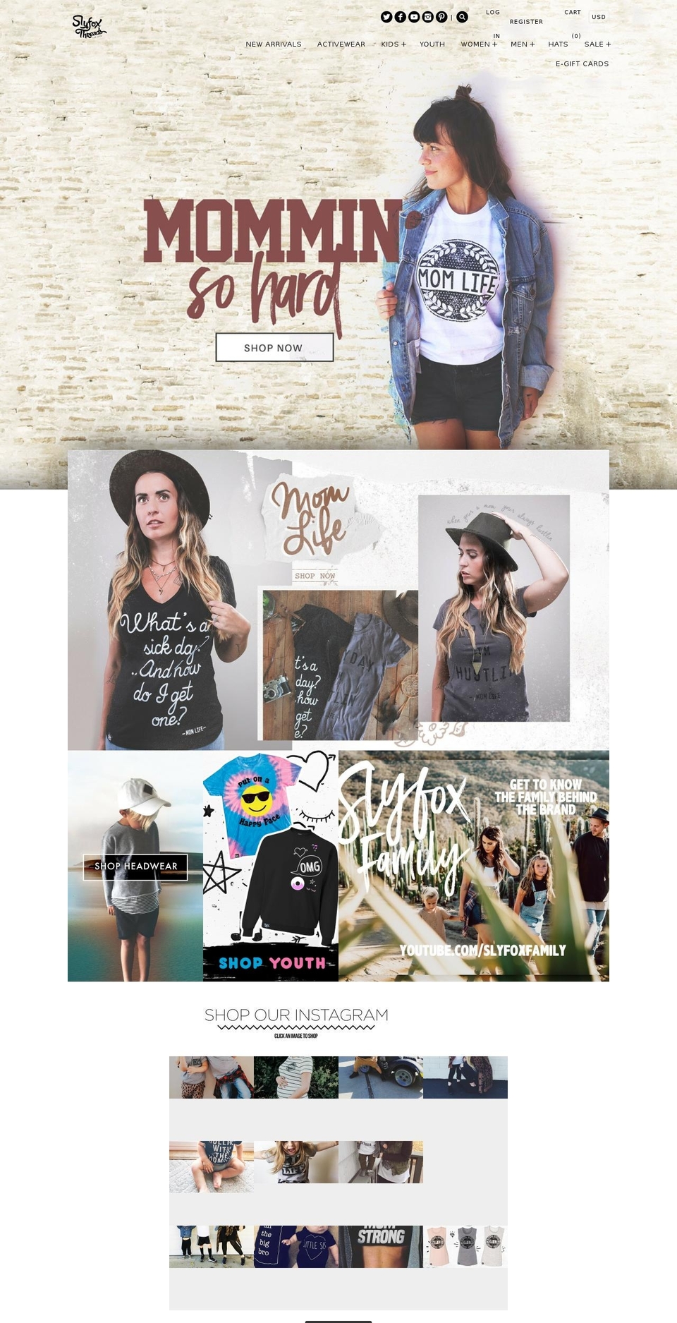 slyfoxthreads.com shopify website screenshot