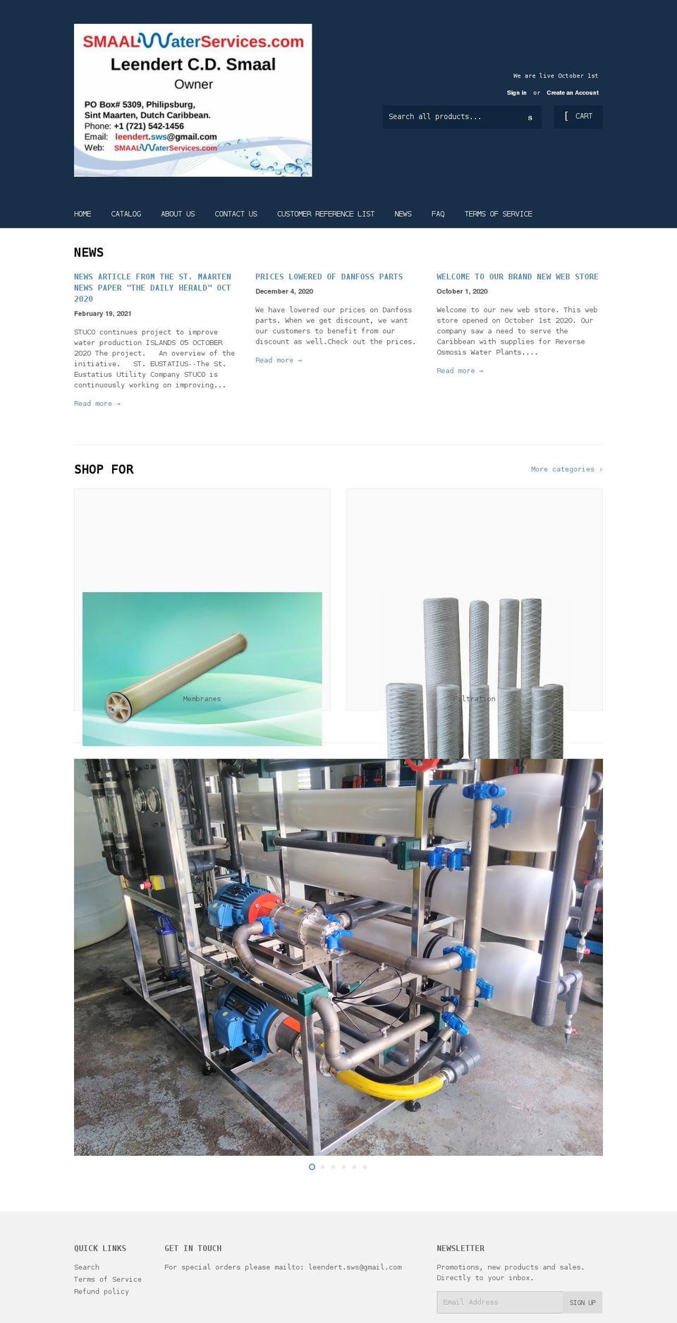 smaalwaterservices.com shopify website screenshot