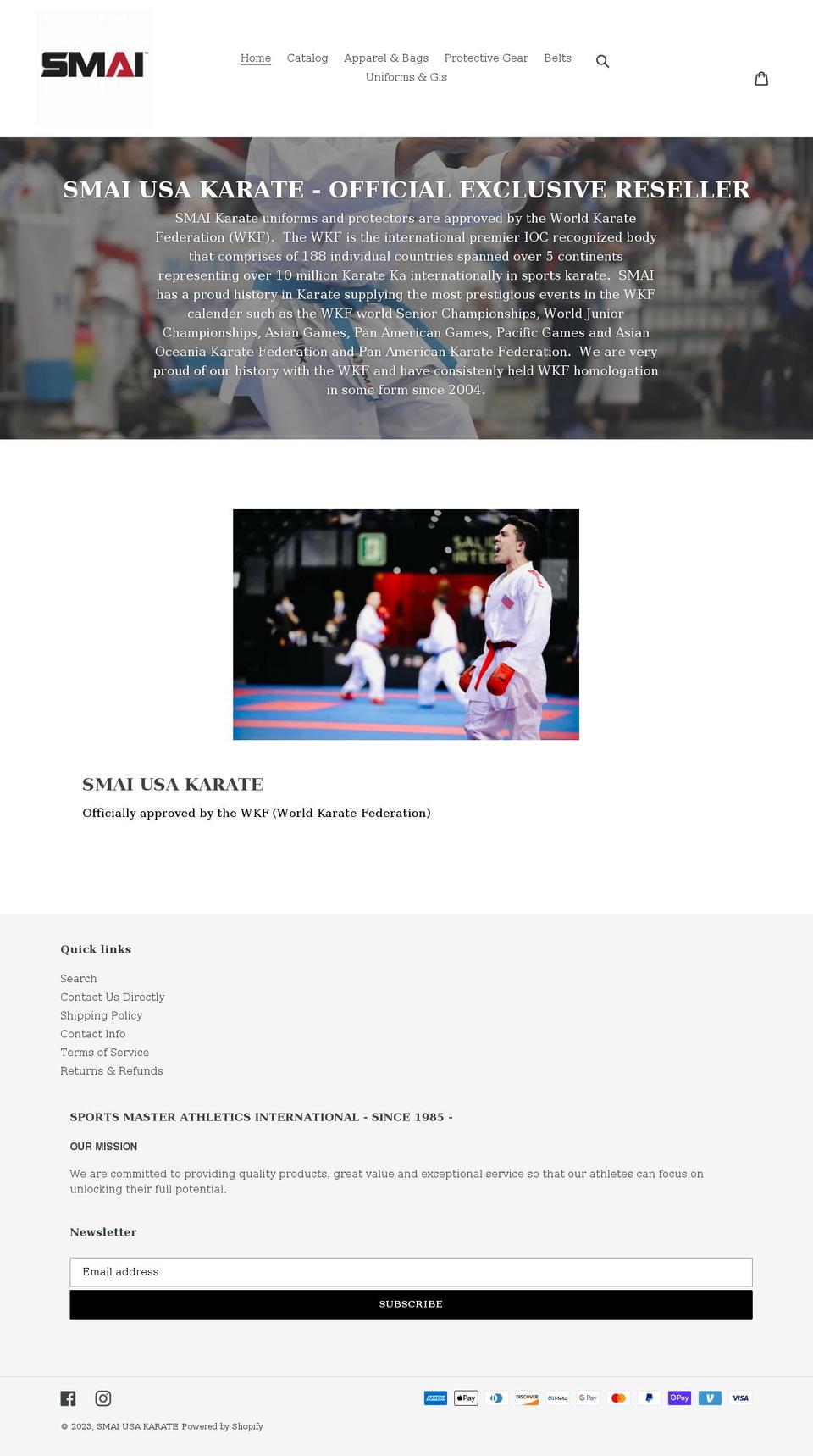 smaiusakarate.com shopify website screenshot