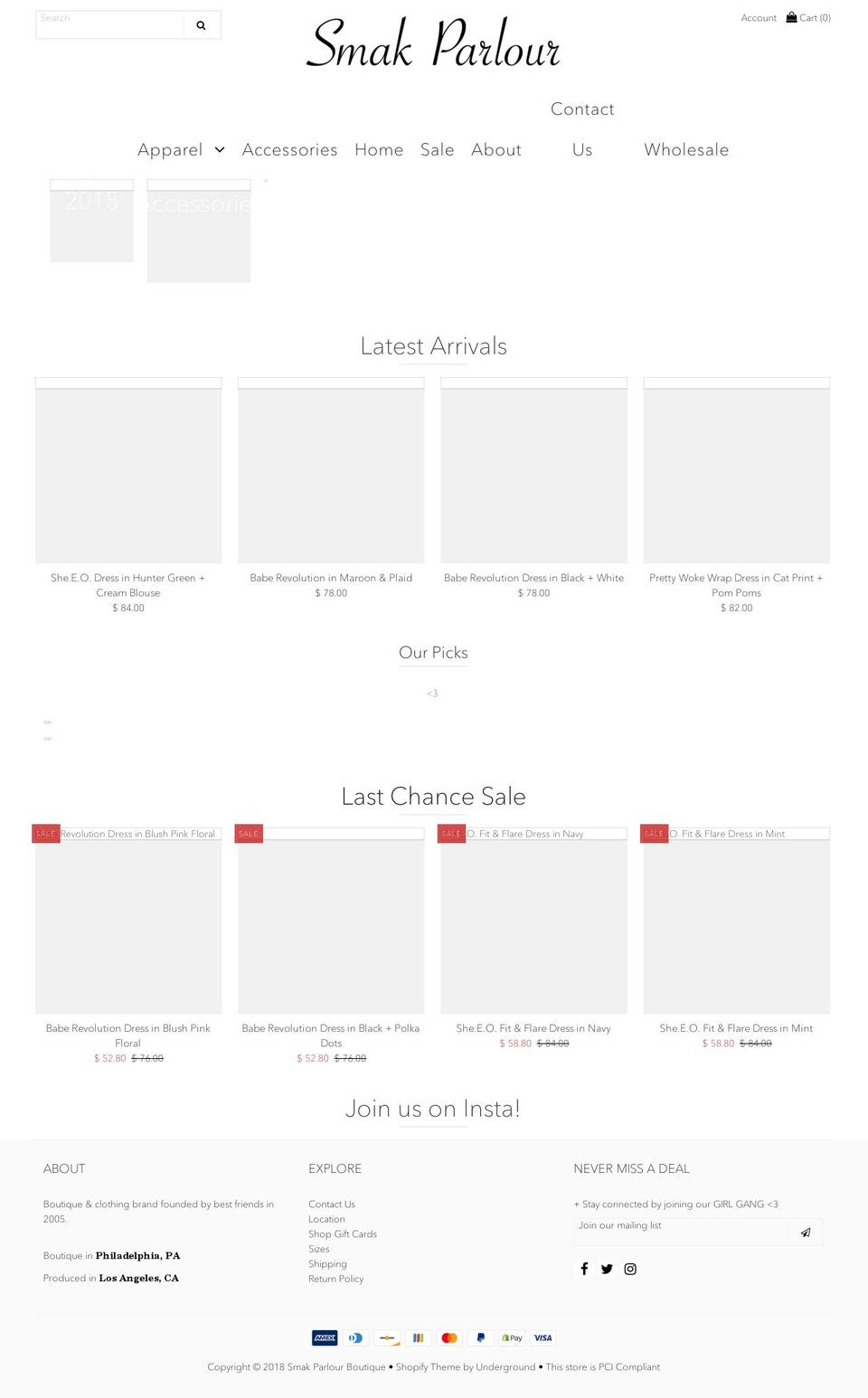 smakboutique.com — Shopify storefront screenshot